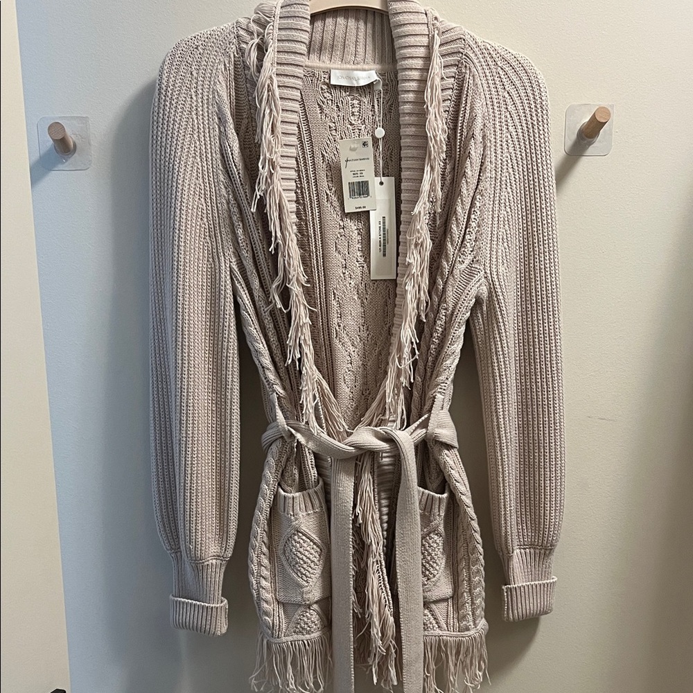 Jonathan Simkhai Cream Fringe Cardigan